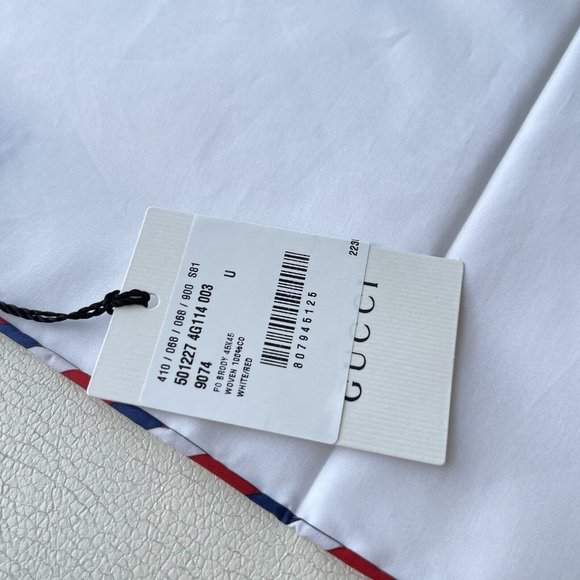 NWT Authentic Gucci White GG Scarf Monogram Bridal Logo Handkerchief - Picture 6 of 10